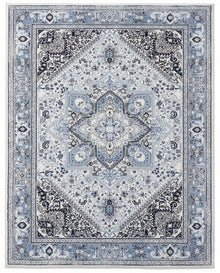 Darya Sky & Ink Persian-style washable rug, top view