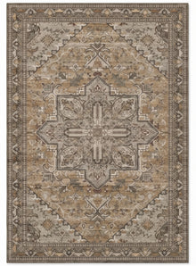 Zarin Ochre & Umber Persian-style washable rug, top view