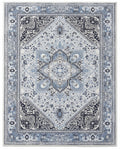 Darya Sky & Ink Persian-style washable rug, top view