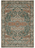Golbahar Jade & Rust Persian-style washable rug, top view
