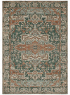 Golbahar Jade & Rust Persian-style washable rug, top view