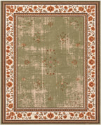 Golnar Sage & Saffron Persian-style washable rug, top view