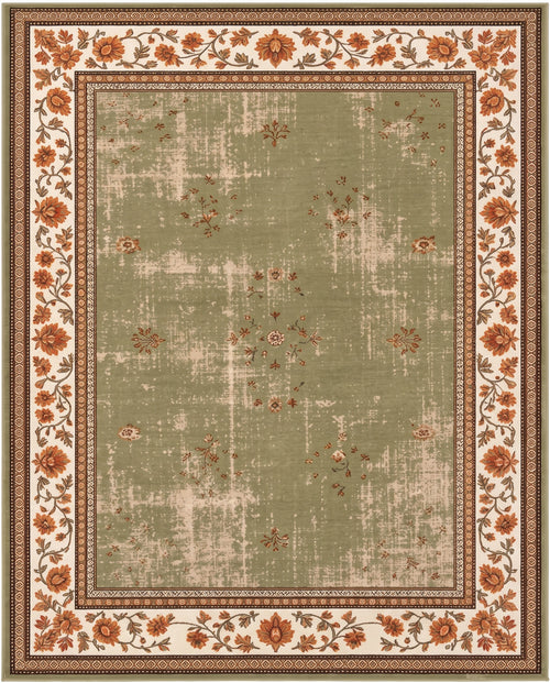 Golnar Sage & Saffron Persian-style washable rug, top view