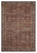 Kahroba Walnut & Teal Persian-style washable rug, top view