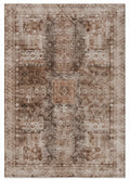 Kavir Sand & Cocoa Persian-style washable rug, top view