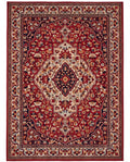 Laleh Garnet & Cream Persian-style washable rug, top view
