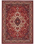 Laleh Garnet & Cream Persian-style washable rug, top view