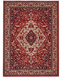 Laleh Garnet & Cream Persian-style washable rug, top view