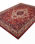 Laleh Garnet & Cream rug, angled view showing the full design