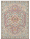 Nasrin Rose & Sage Persian-style washable rug, top view