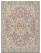 Nasrin Rose & Sage Persian-style washable rug, top view