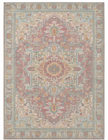 Nasrin Rose & Sage Persian-style washable rug, top view