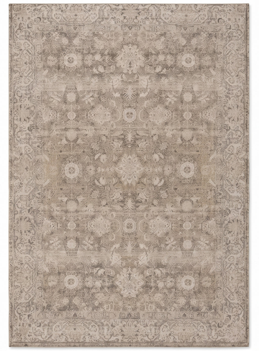 Pardis Oat & Clay Persian-style washable rug, top view