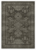 Shabnam Charcoal & Olive Persian-style washable rug, top view