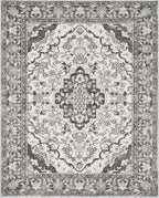 Simin Ash & Ivory Persian-style washable rug, top view