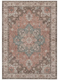 Soraya Terracotta & Teal Persian-style washable rug, top view
