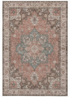 Soraya Terracotta & Teal Persian-style washable rug, top view