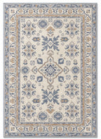 Yasaman Ivory & Cornflower Persian-style washable rug, top view